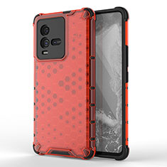 Carcasa Bumper Funda Silicona Transparente 360 Grados AM3 para Vivo iQOO 10 5G Rojo