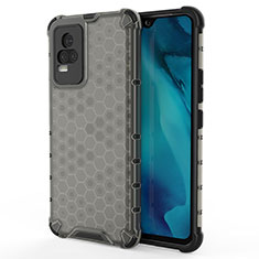 Carcasa Bumper Funda Silicona Transparente 360 Grados AM3 para Vivo V21e 4G Negro