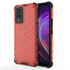 Carcasa Bumper Funda Silicona Transparente 360 Grados AM3 para Vivo V21s 5G Rojo