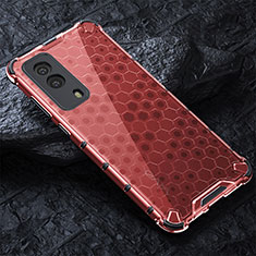 Carcasa Bumper Funda Silicona Transparente 360 Grados AM4 para Vivo iQOO Z5x 5G Rojo