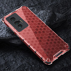 Carcasa Bumper Funda Silicona Transparente 360 Grados AM4 para Vivo X70t Rojo