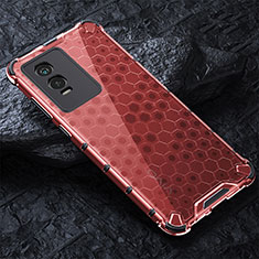 Carcasa Bumper Funda Silicona Transparente 360 Grados AM4 para Vivo Y74s 5G Rojo