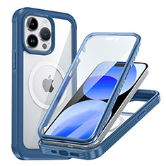 Carcasa Bumper Funda Silicona Transparente 360 Grados con Mag-Safe Magnetic AC1 para Apple iPhone 15 Pro Azul