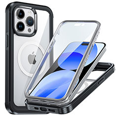 Carcasa Bumper Funda Silicona Transparente 360 Grados con Mag-Safe Magnetic T01 para Apple iPhone 16 Pro Negro