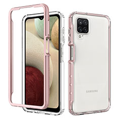 Carcasa Bumper Funda Silicona Transparente 360 Grados JX1 para Samsung Galaxy A12 Nacho Oro Rosa