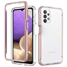 Carcasa Bumper Funda Silicona Transparente 360 Grados JX1 para Samsung Galaxy M32 5G Oro Rosa