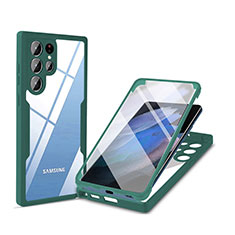 Carcasa Bumper Funda Silicona Transparente 360 Grados M01 para Samsung Galaxy S22 Ultra 5G Verde