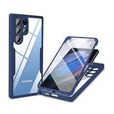 Carcasa Bumper Funda Silicona Transparente 360 Grados M01 para Samsung Galaxy S25 Ultra 5G Azul