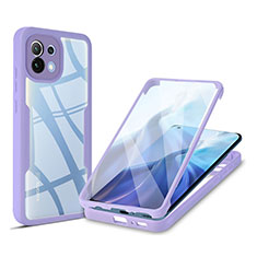 Carcasa Bumper Funda Silicona Transparente 360 Grados M01 para Xiaomi Mi 11 Lite 5G NE Morado