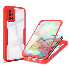 Carcasa Bumper Funda Silicona Transparente 360 Grados MJ1 para Samsung Galaxy A71 5G Rojo