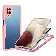 Carcasa Bumper Funda Silicona Transparente 360 Grados MJ1 para Samsung Galaxy F12 Oro Rosa