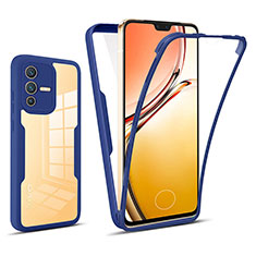 Carcasa Bumper Funda Silicona Transparente 360 Grados MJ1 para Vivo V23 5G Azul