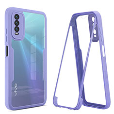 Carcasa Bumper Funda Silicona Transparente 360 Grados MJ1 para Vivo Y12A Morado