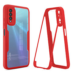 Carcasa Bumper Funda Silicona Transparente 360 Grados MJ1 para Vivo Y12A Rojo