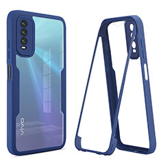 Carcasa Bumper Funda Silicona Transparente 360 Grados MJ1 para Vivo Y12G Azul