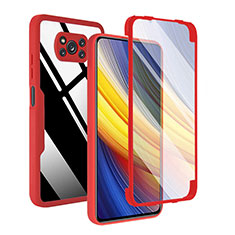 Carcasa Bumper Funda Silicona Transparente 360 Grados MJ1 para Xiaomi Poco X3 Pro Rojo