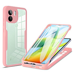 Carcasa Bumper Funda Silicona Transparente 360 Grados MJ1 para Xiaomi Redmi A1 Plus Oro Rosa