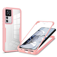 Carcasa Bumper Funda Silicona Transparente 360 Grados MJ1 para Xiaomi Redmi K50 Ultra 5G Oro Rosa