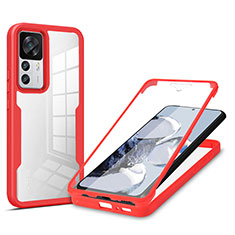 Carcasa Bumper Funda Silicona Transparente 360 Grados MJ1 para Xiaomi Redmi K50 Ultra 5G Rojo