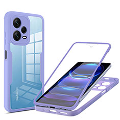 Carcasa Bumper Funda Silicona Transparente 360 Grados MJ1 para Xiaomi Redmi Note 12 Explorer Morado