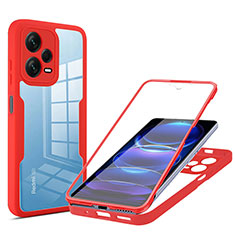 Carcasa Bumper Funda Silicona Transparente 360 Grados MJ1 para Xiaomi Redmi Note 12 Explorer Rojo