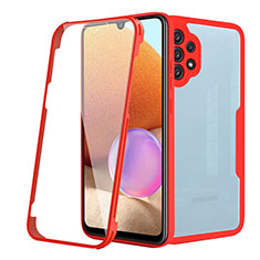 Carcasa Bumper Funda Silicona Transparente 360 Grados MJ2 para Samsung Galaxy A32 5G Rojo