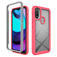 Carcasa Bumper Funda Silicona Transparente 360 Grados para Motorola Moto E20 Rosa Roja