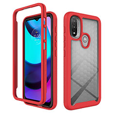 Carcasa Bumper Funda Silicona Transparente 360 Grados para Motorola Moto E30 Rojo