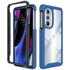 Carcasa Bumper Funda Silicona Transparente 360 Grados para Motorola Moto Edge 30 Pro 5G Azul