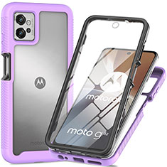 Carcasa Bumper Funda Silicona Transparente 360 Grados para Motorola Moto G32 Morado