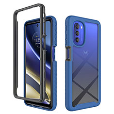 Carcasa Bumper Funda Silicona Transparente 360 Grados para Motorola Moto G51 5G Azul