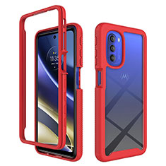 Carcasa Bumper Funda Silicona Transparente 360 Grados para Motorola Moto G51 5G Rojo