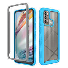 Carcasa Bumper Funda Silicona Transparente 360 Grados para Motorola Moto G60 Cian