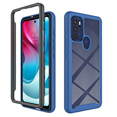 Carcasa Bumper Funda Silicona Transparente 360 Grados para Motorola Moto G60s Azul