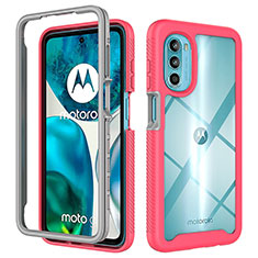 Carcasa Bumper Funda Silicona Transparente 360 Grados para Motorola Moto G82 5G Rosa Roja