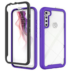 Carcasa Bumper Funda Silicona Transparente 360 Grados para Motorola Moto One Fusion Plus Morado