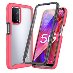 Carcasa Bumper Funda Silicona Transparente 360 Grados para Oppo A54 4G Rosa Roja