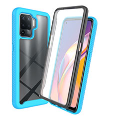 Carcasa Bumper Funda Silicona Transparente 360 Grados para Oppo Reno5 F Azul Cielo