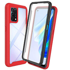 Carcasa Bumper Funda Silicona Transparente 360 Grados para Oppo Reno6 Lite Rojo