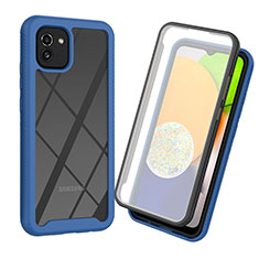 Carcasa Bumper Funda Silicona Transparente 360 Grados para Samsung Galaxy A03 Azul