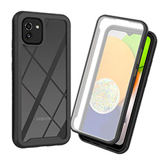 Carcasa Bumper Funda Silicona Transparente 360 Grados para Samsung Galaxy A03 Negro