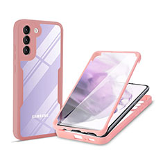 Carcasa Bumper Funda Silicona Transparente 360 Grados para Samsung Galaxy S21 FE 5G Rosa