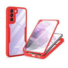 Carcasa Bumper Funda Silicona Transparente 360 Grados para Samsung Galaxy S23 5G Rojo