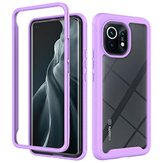 Carcasa Bumper Funda Silicona Transparente 360 Grados para Xiaomi Mi 11 Lite 5G Morado