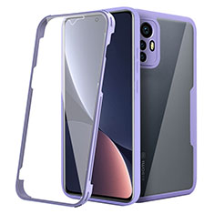 Carcasa Bumper Funda Silicona Transparente 360 Grados para Xiaomi Mi 12 5G Morado