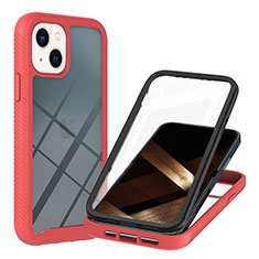 Carcasa Bumper Funda Silicona Transparente 360 Grados YB1 para Apple iPhone 15 Rojo