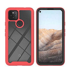 Carcasa Bumper Funda Silicona Transparente 360 Grados YB1 para Google Pixel 5a 5G Rojo