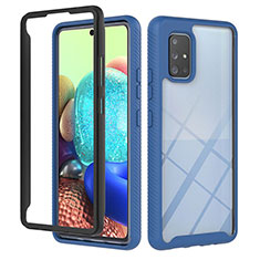 Carcasa Bumper Funda Silicona Transparente 360 Grados YB1 para Samsung Galaxy A71 5G Azul