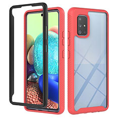 Carcasa Bumper Funda Silicona Transparente 360 Grados YB1 para Samsung Galaxy A71 5G Rojo