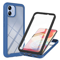 Carcasa Bumper Funda Silicona Transparente 360 Grados YB1 para Samsung Galaxy F04 Azul